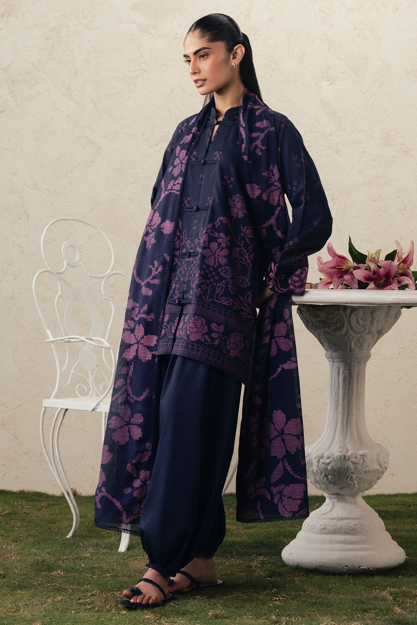 MAGENTA MUSE-3PC PRINTED SUIT