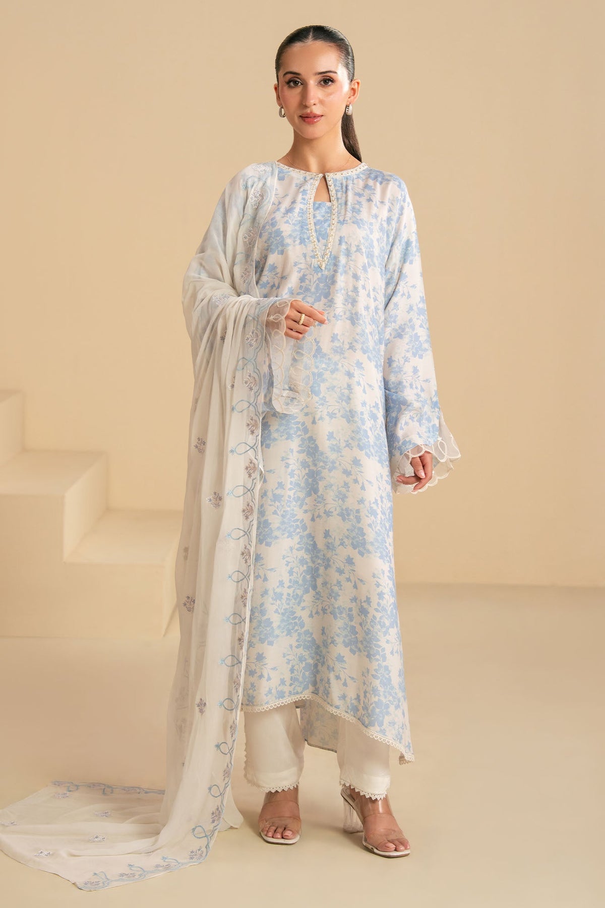FROSTED FLORA-2PC (SHIRT & DUPATTA)