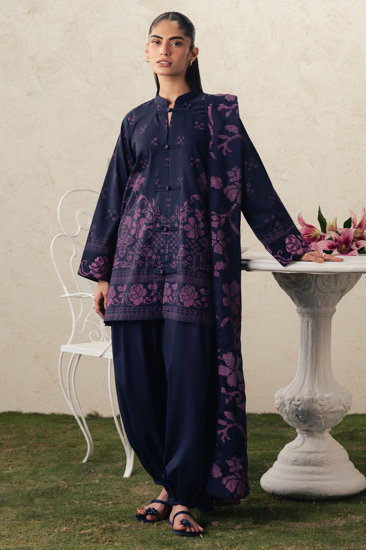 MAGENTA MUSE-3PC PRINTED SUIT