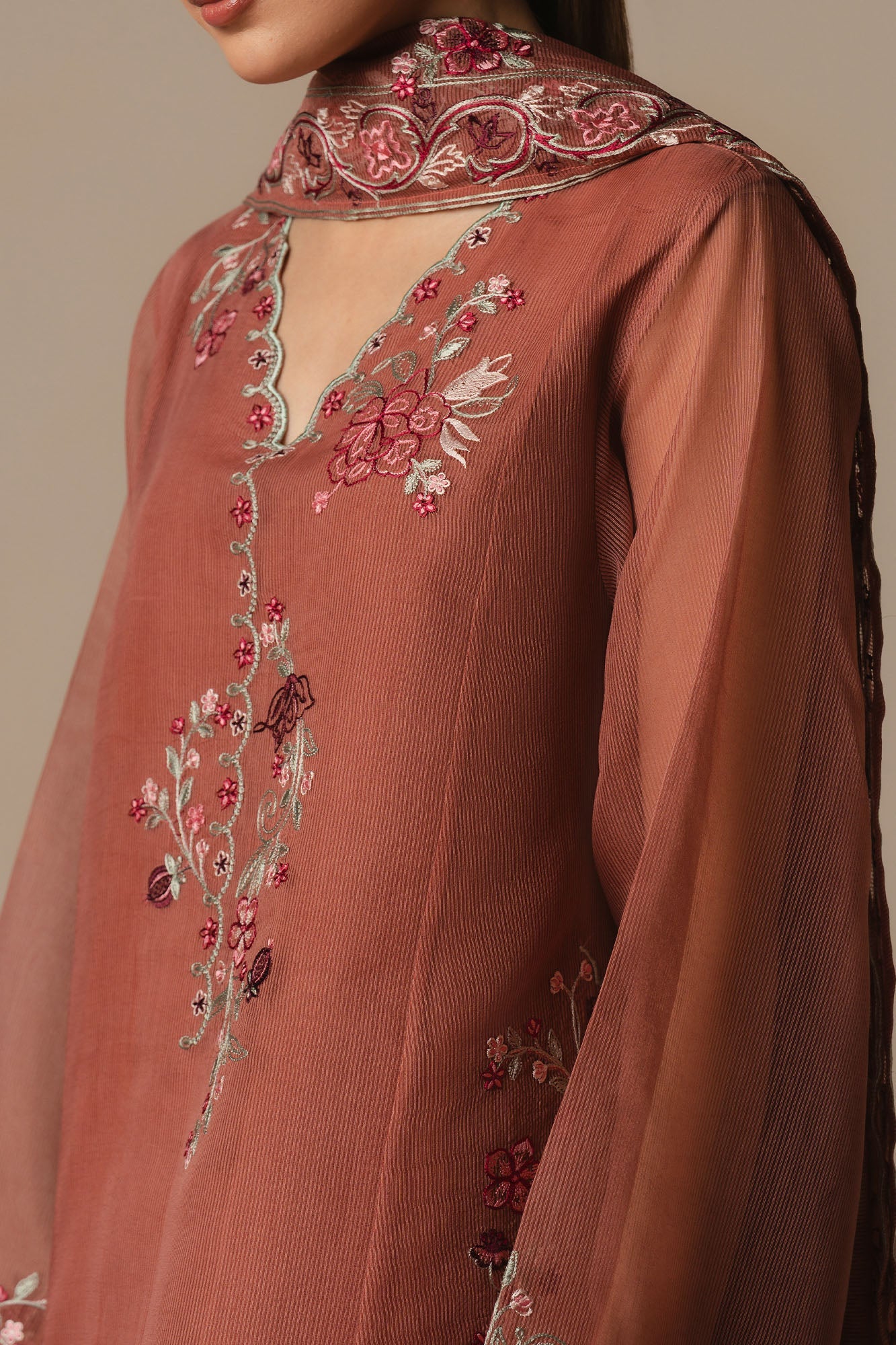 BLOOMING CLAY-3PC (SHIRT, SHALWAR & DUPATTA)