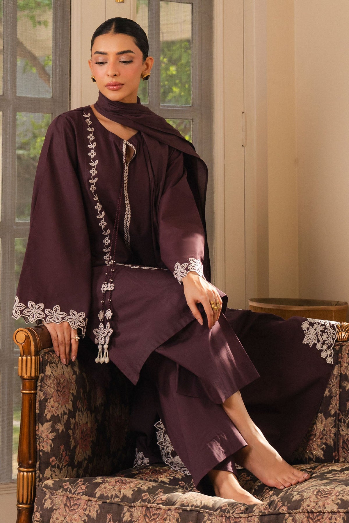ROYAL PRUNE-2PC (SHIRT & DUPATTA)