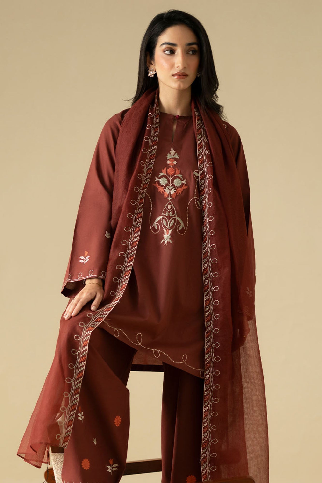 DESERT SUNSET-3PC (SHIRT, SHALWAR & DUPATTA)