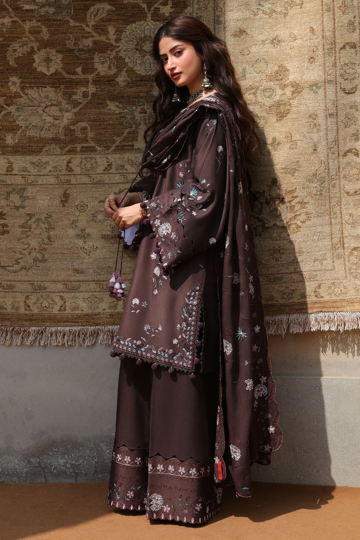 DEEP WALNUT-3PC MARINA EMBROIDERED SUIT