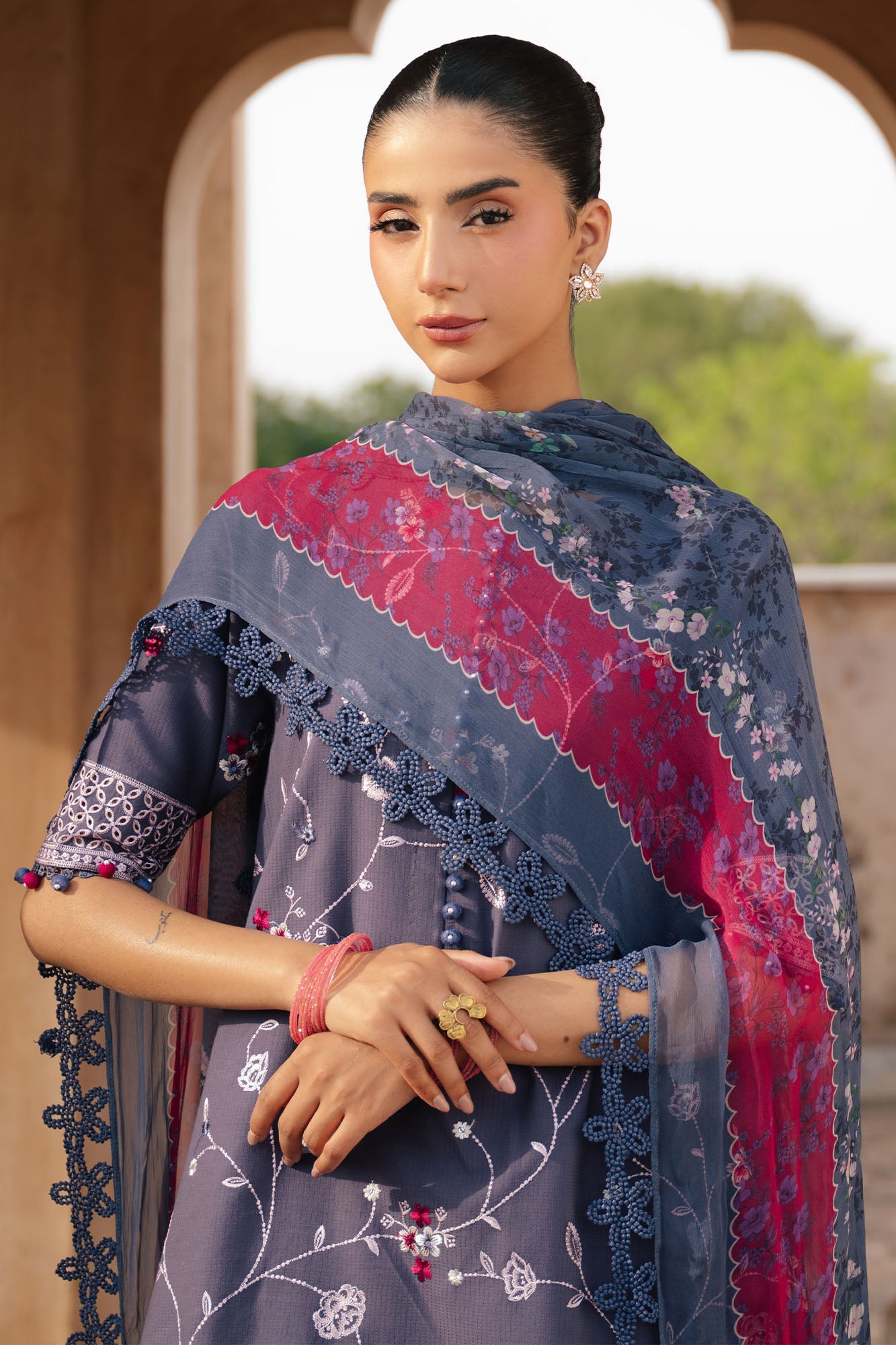 INDIGO DUSK-3PC EMBROIDERED LAWN SUIT