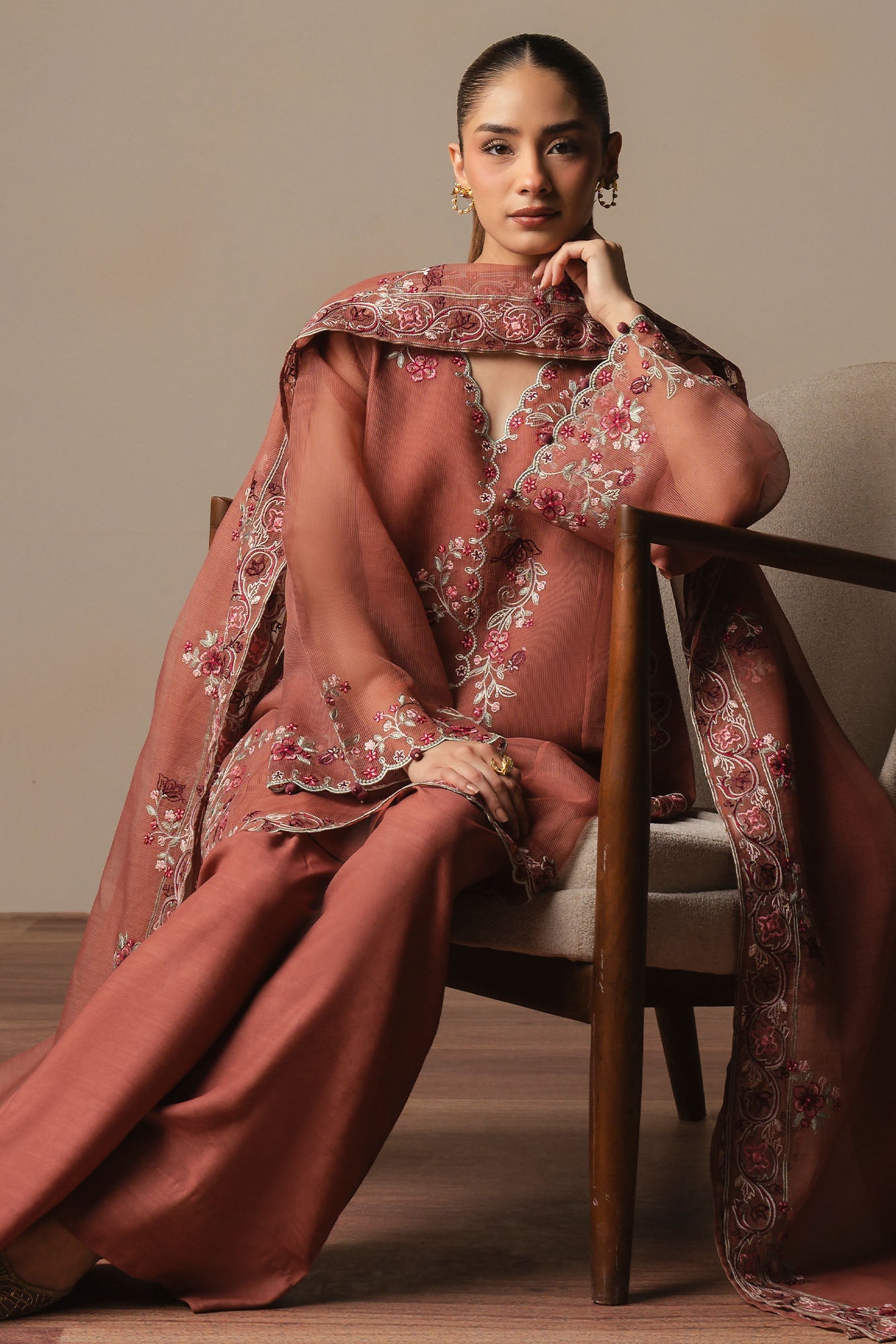 BLOOMING CLAY-3PC (SHIRT, SHALWAR & DUPATTA)