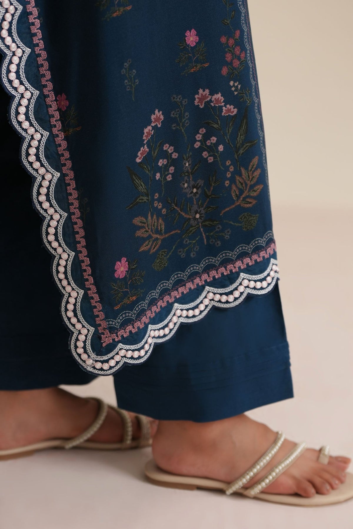 OCEAN DEEP -3PC LINEN PRINTED SUIT