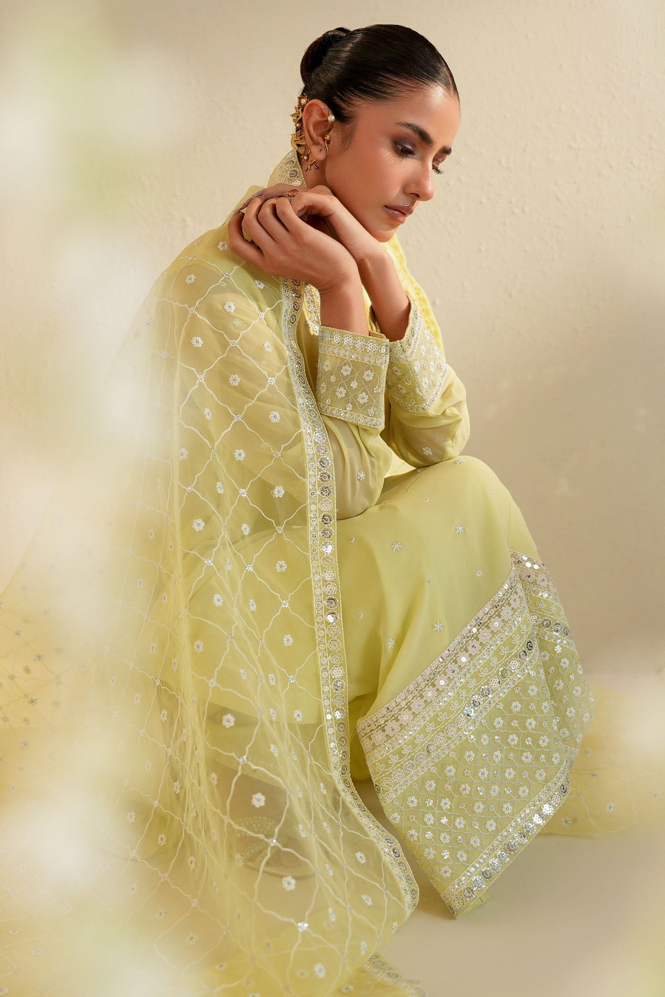 CITRUS BLOOM-3PC (SHIRT, TROUSER & DUPATTA)