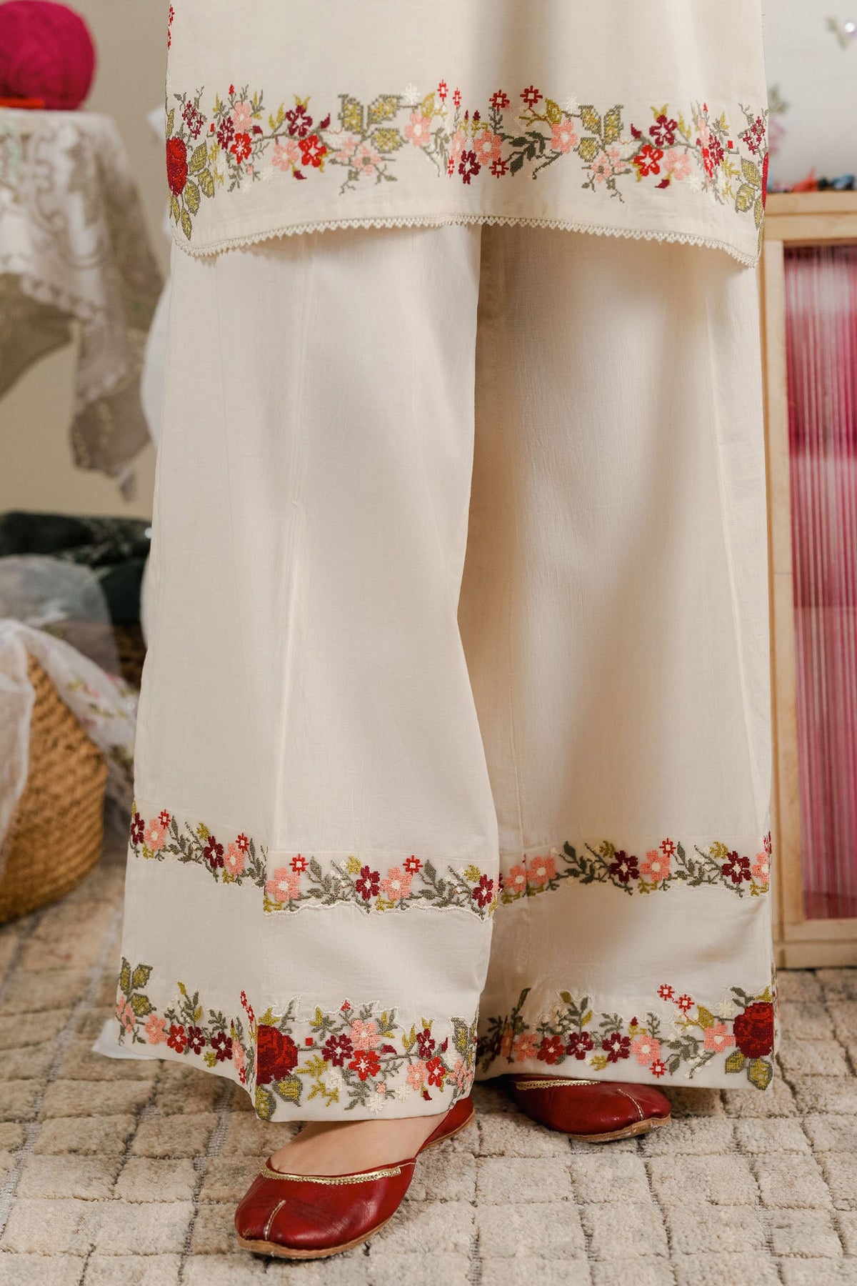 BEIGE BLOSSOM-2PC (SHIRT & TROUSER)
