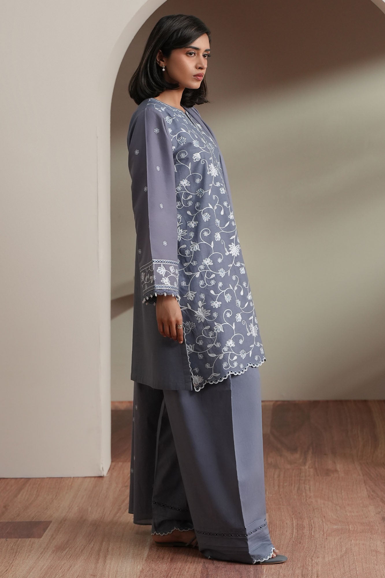 SLATE PETALS -3PC EMBROIDERED LAWN SUIT