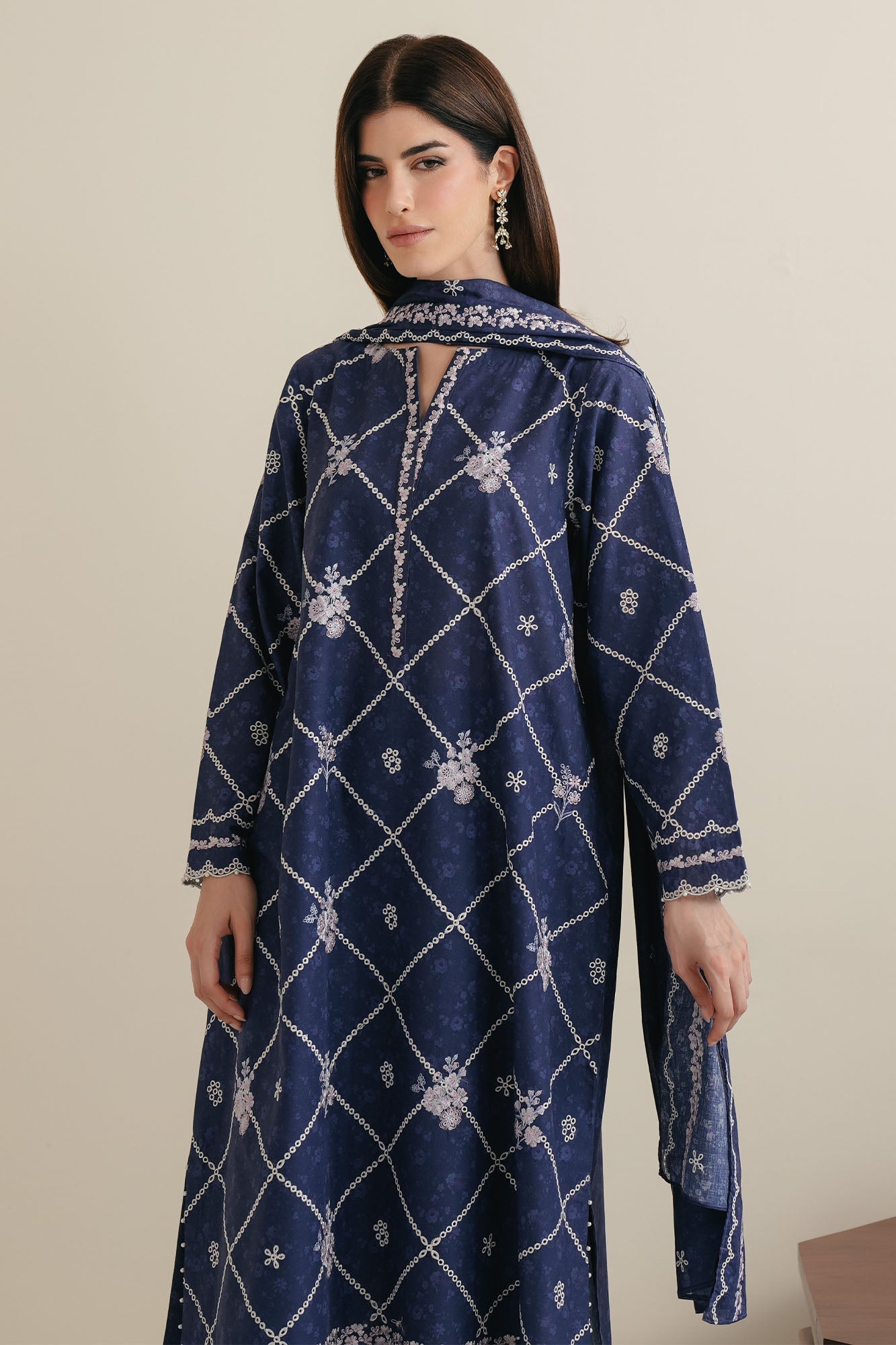 MIDNIGHT IRIS-3PC EMBROIDERED LAWN SUIT