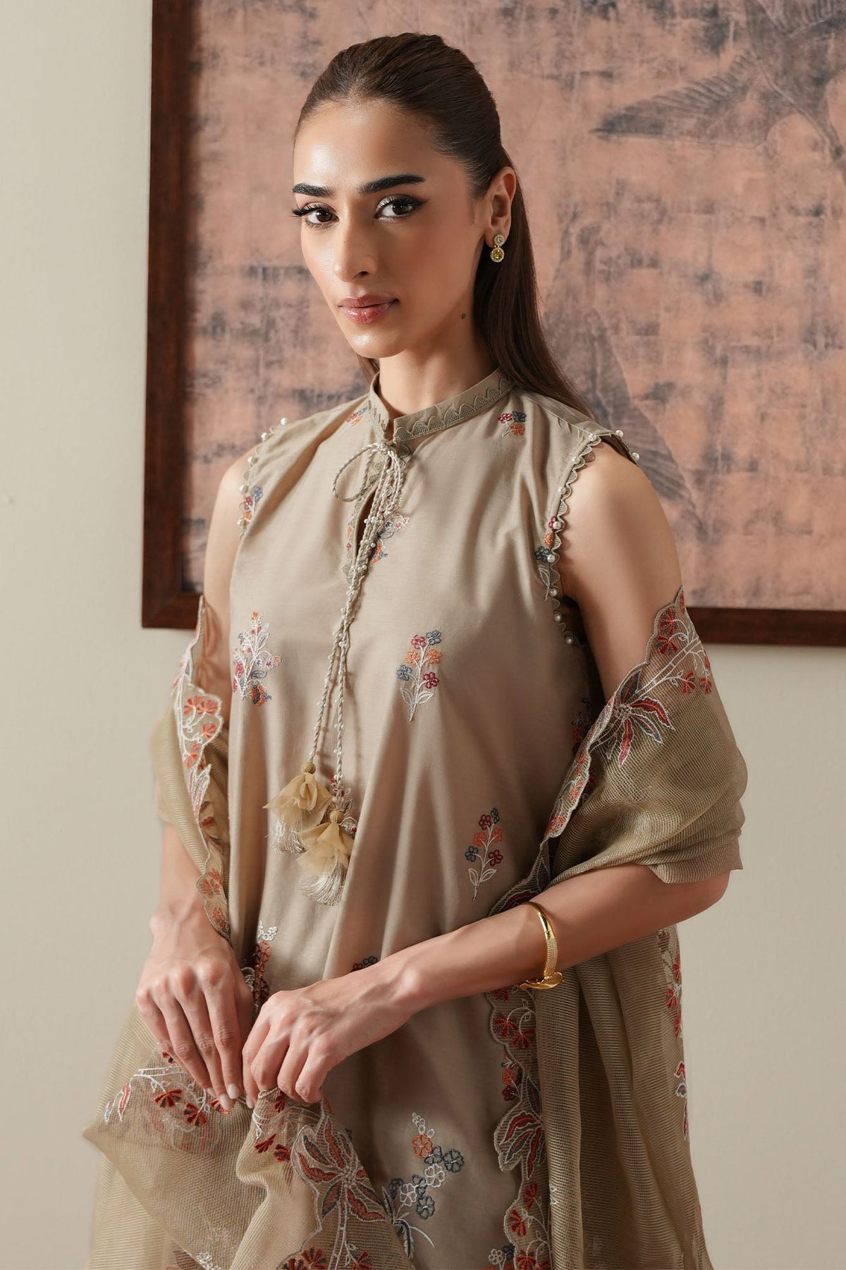 DUSTY SAGE-3PC EMBROIDERED SUIT