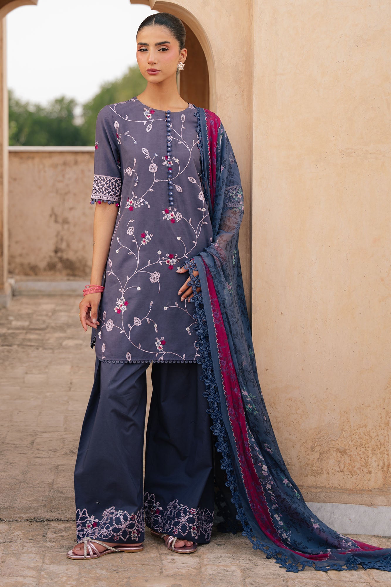 INDIGO DUSK-3PC EMBROIDERED LAWN SUIT