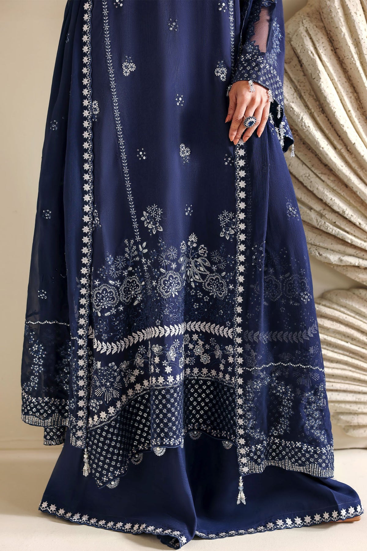 INDIGO MUSE-3PC SILK EMBROIDERED SUIT