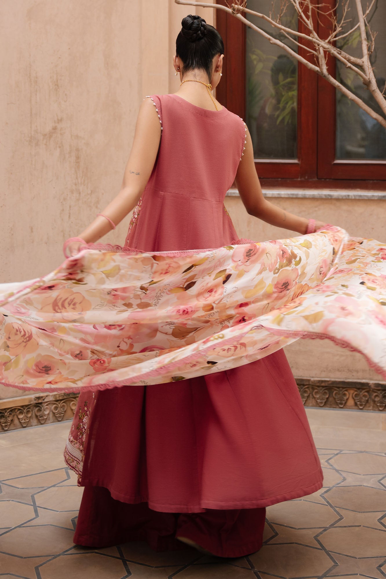 ROSEATE WHISPER-3PC EMBROIDERED LAWN SUIT