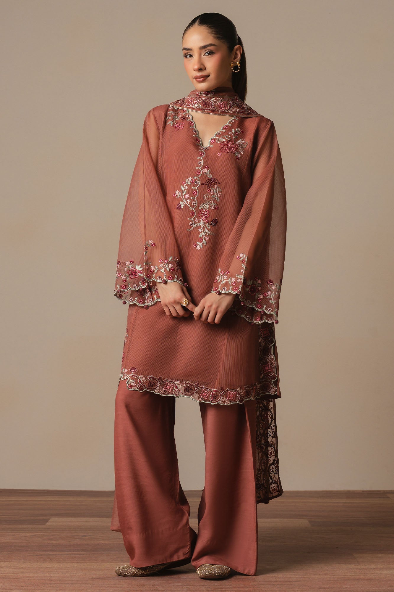BLOOMING CLAY-3PC (SHIRT, SHALWAR & DUPATTA)