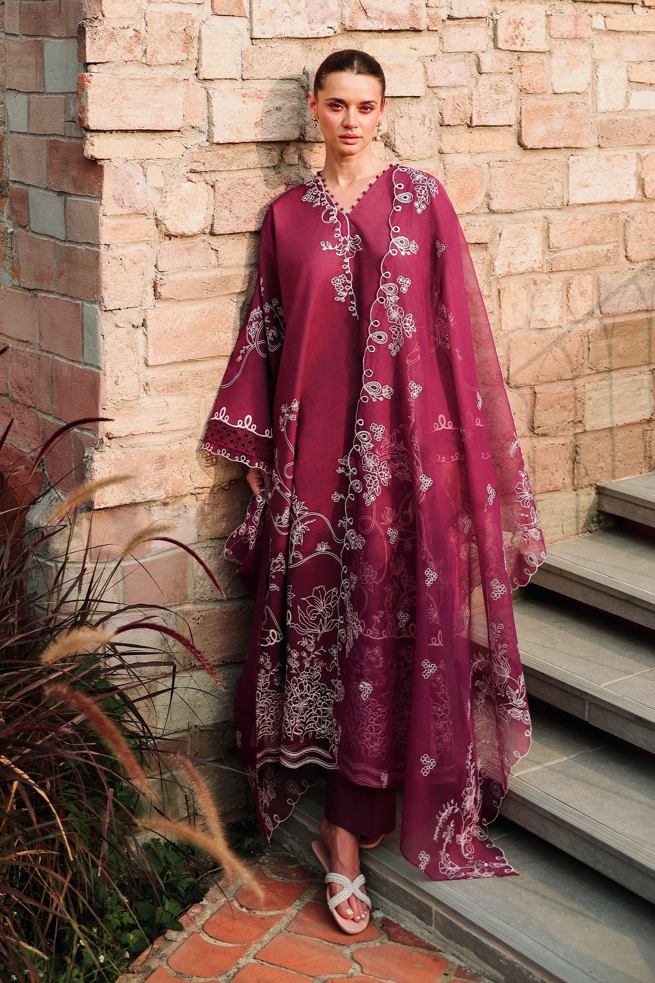 PLUM ESSENCE-3PC (SHIRT, TROUSER & DUPATTA)