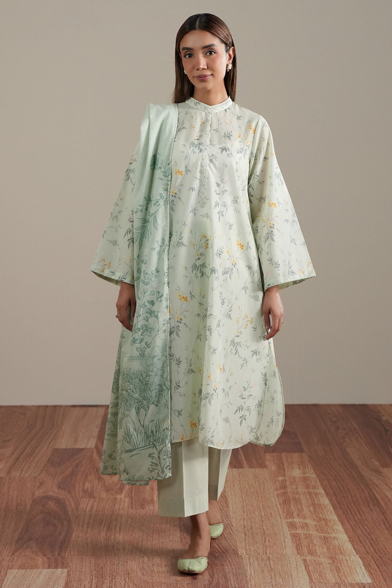 SOFT GREEN-2PC (SHIRT & DUPATTA)