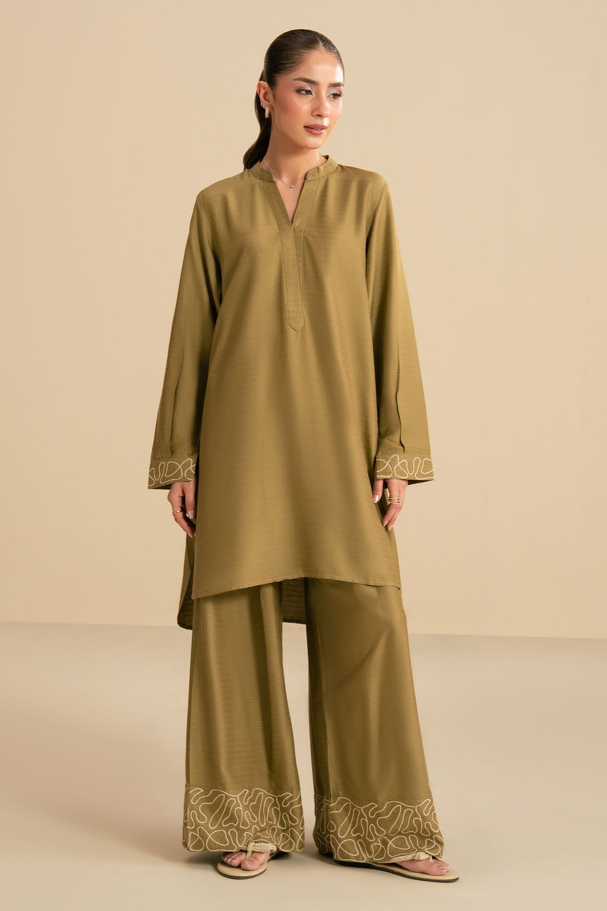 DUSKY OLIVE-2PC (SHIRT & TROUSER)