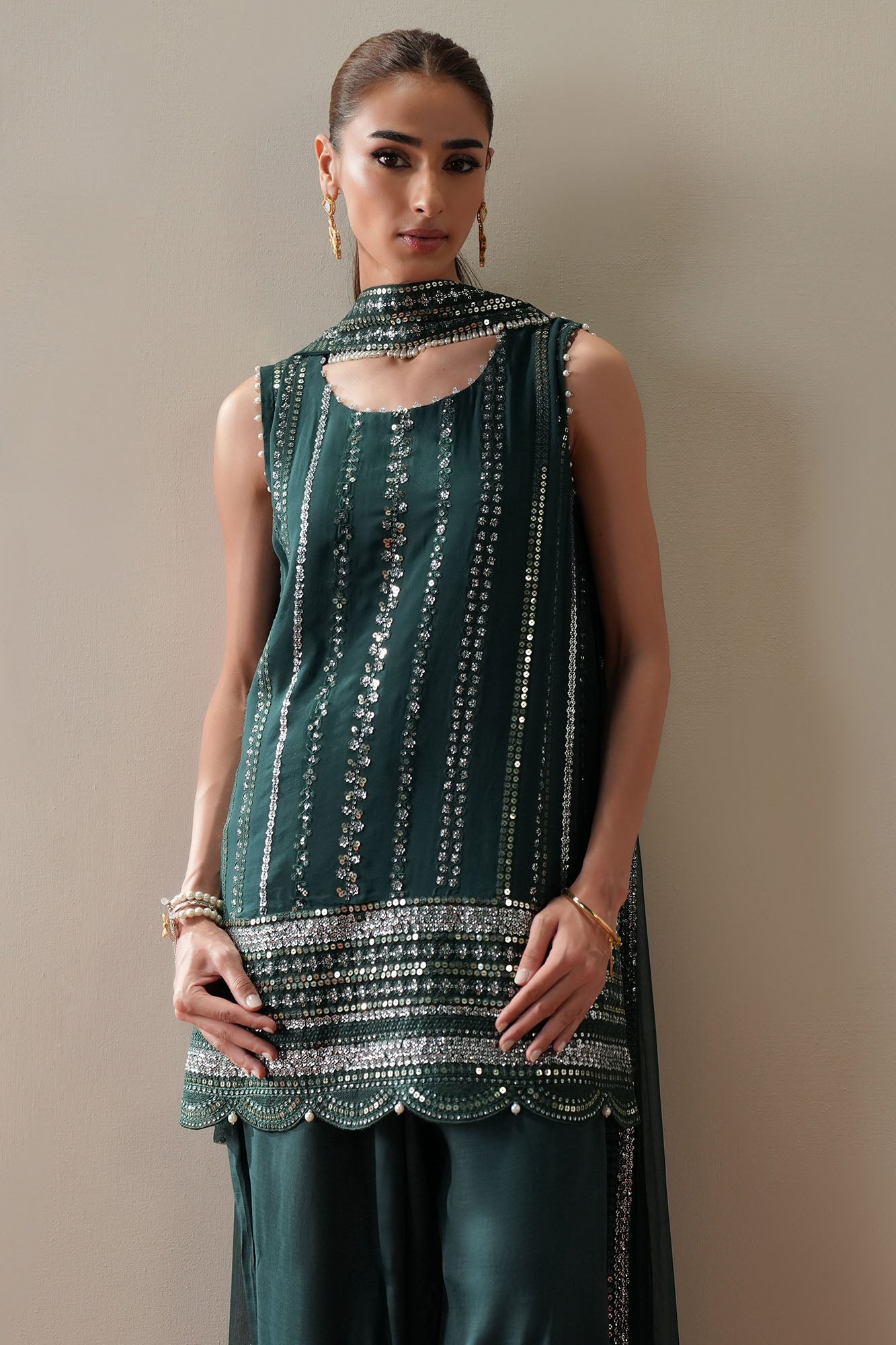LUXE VERDANT - 4PC CHIFFON EMBROIDERED SUIT