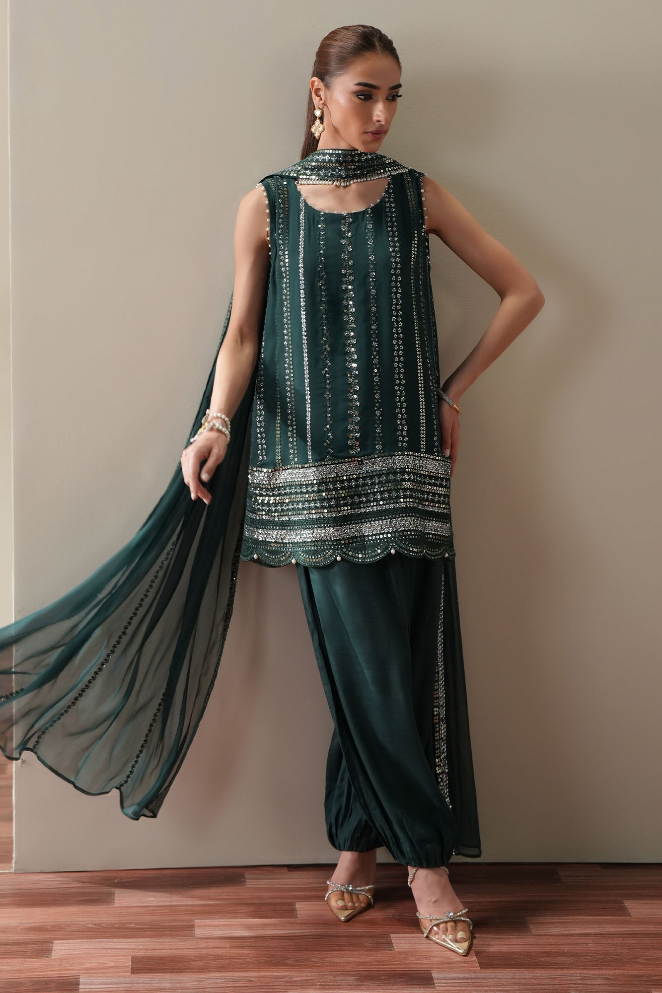 LUXE VERDANT - 4PC CHIFFON EMBROIDERED SUIT