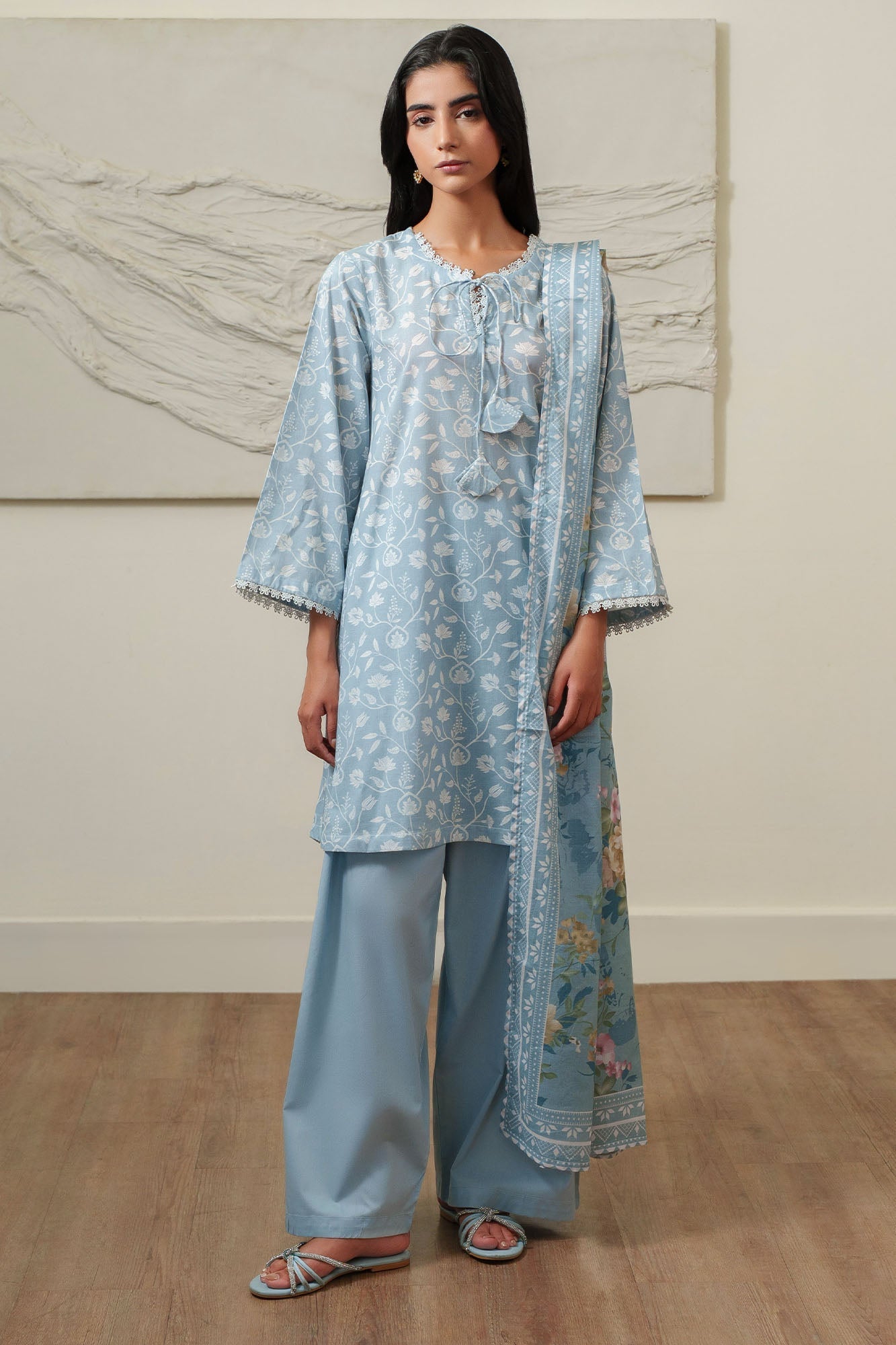 SERENE BLUE-3 PIECE PRINTED LAWN SUIT