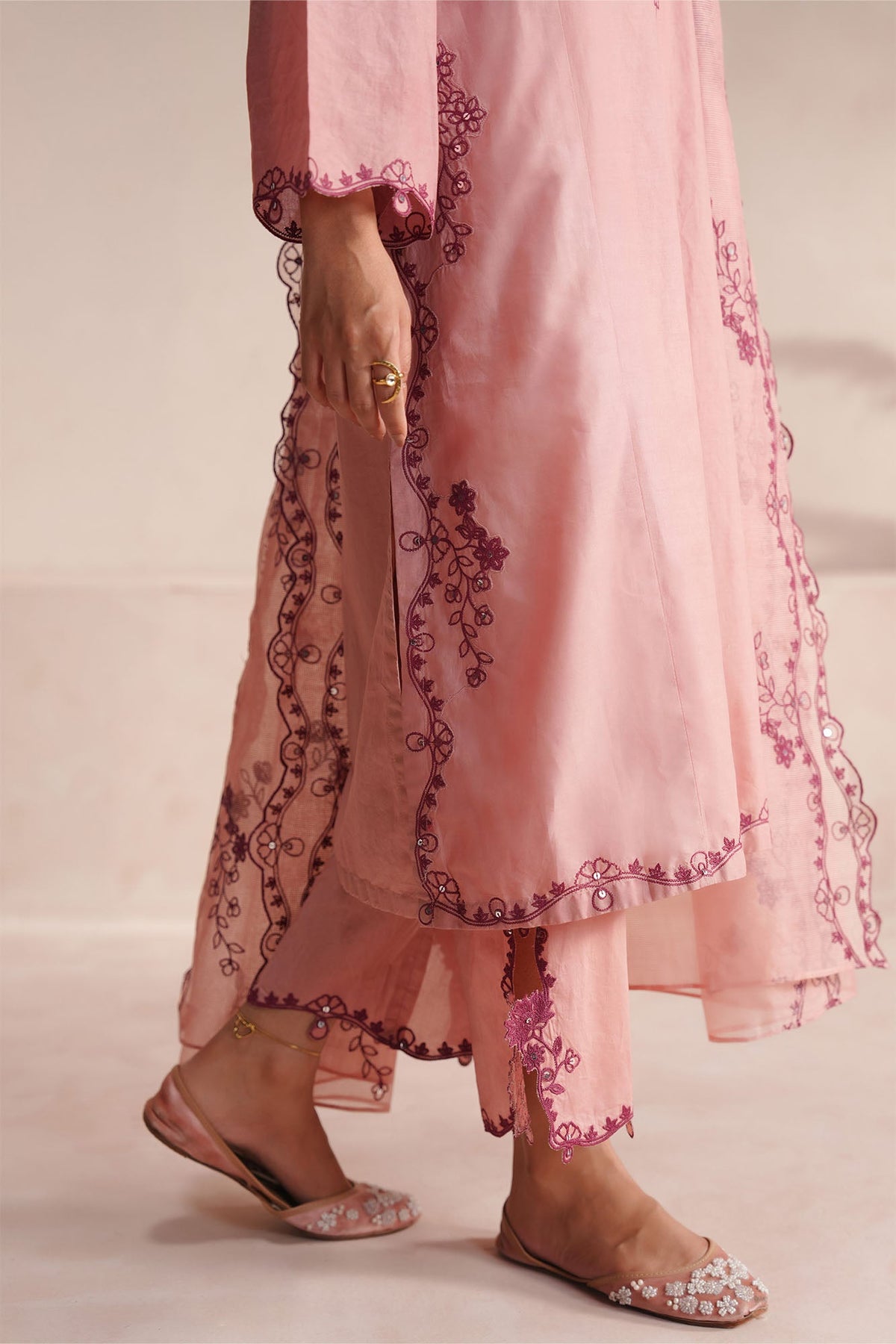 DEEP PEACH-3PC (SHIRT, TROUSER & DUPATTA)
