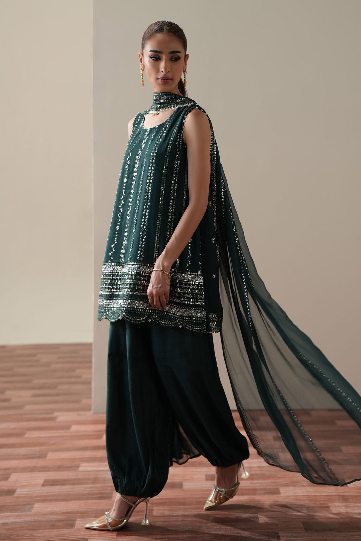 LUXE VERDANT - 4PC CHIFFON EMBROIDERED SUIT