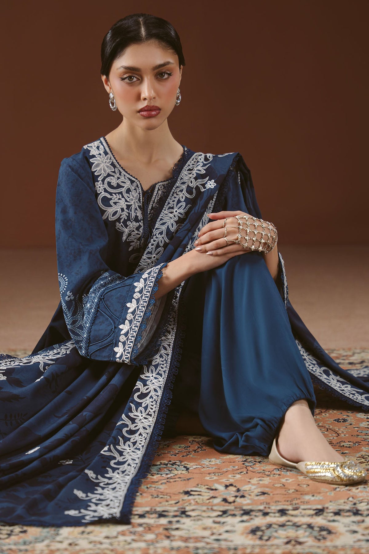 MISTED TEAL-3PC LINEN PRINTED SUIT