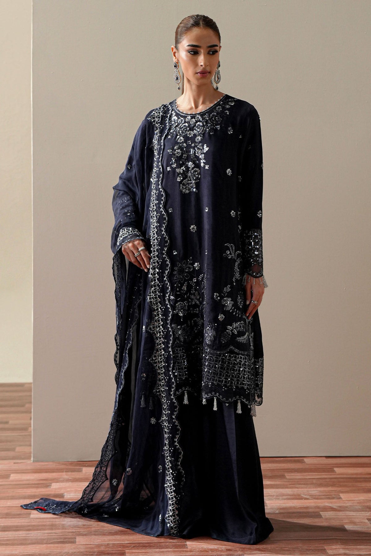 CELESTIAL BLUE -3PC SILK EMBROIDERED SUIT