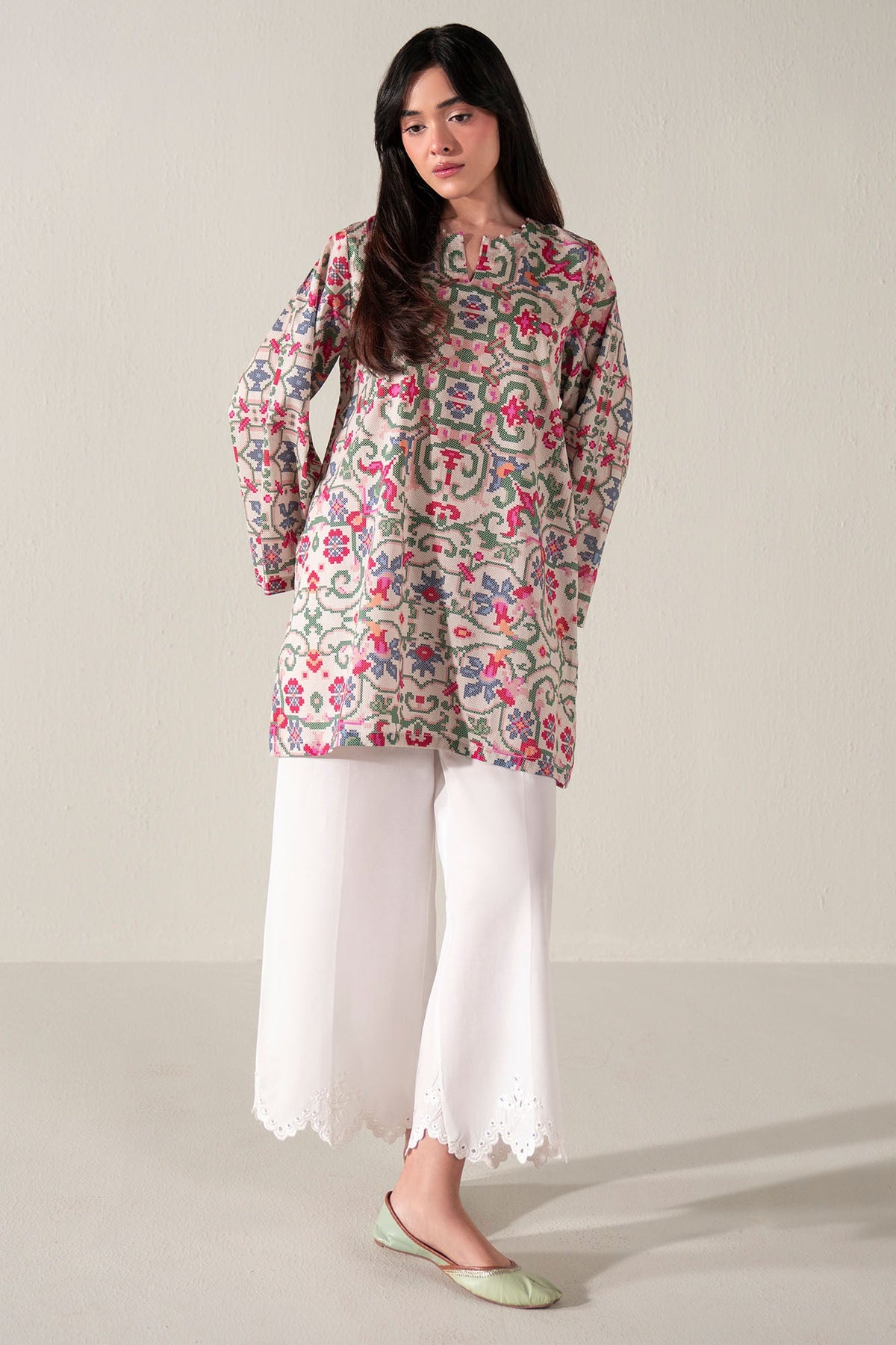 CORAL BLOOM PRINTED LAWN SHIRT