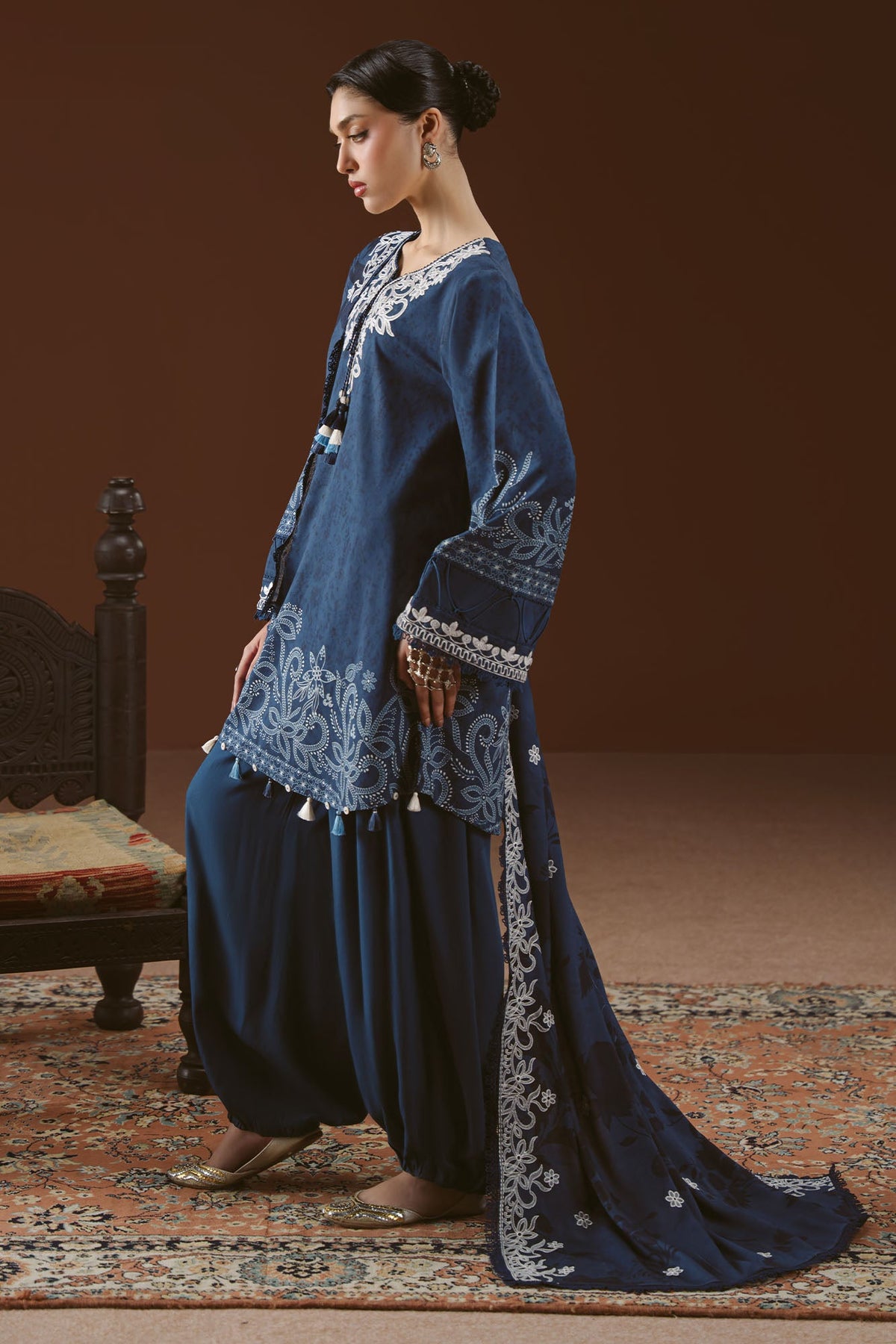 MISTED TEAL-3PC LINEN PRINTED SUIT