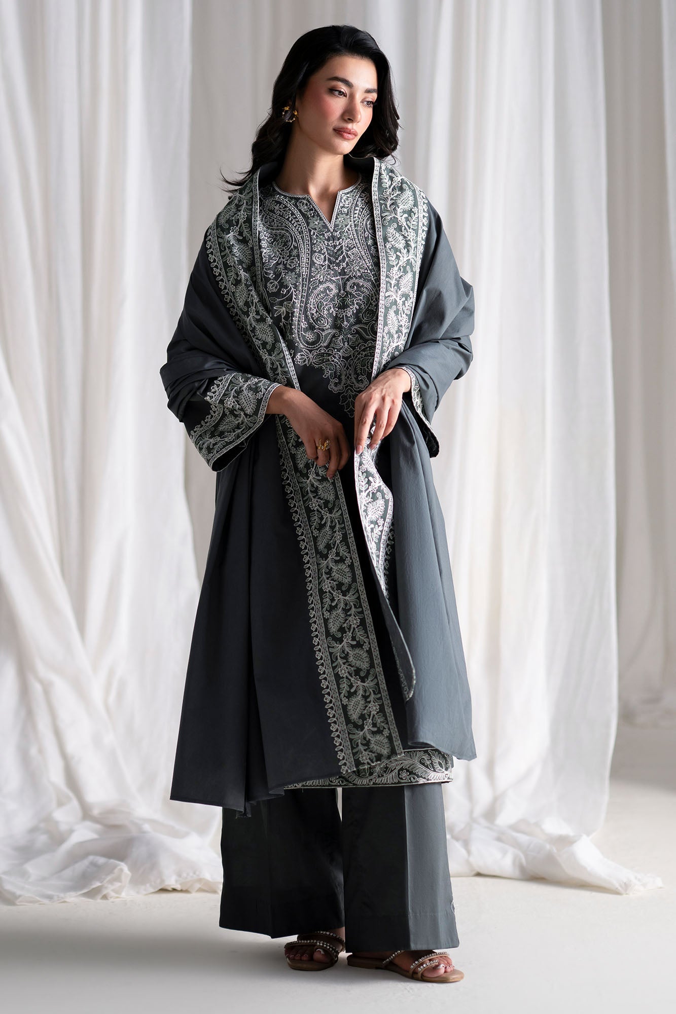 EMERALD GROVE-3PC (SHIRT, TROUSER & DUPATTA)