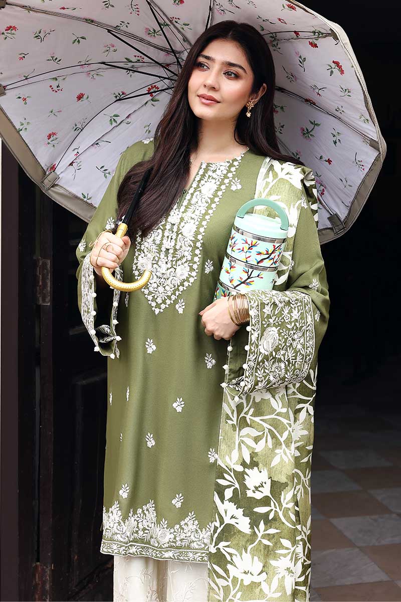 MOSS REVERIE-3PC LINEN EMBROIDERED SUIT