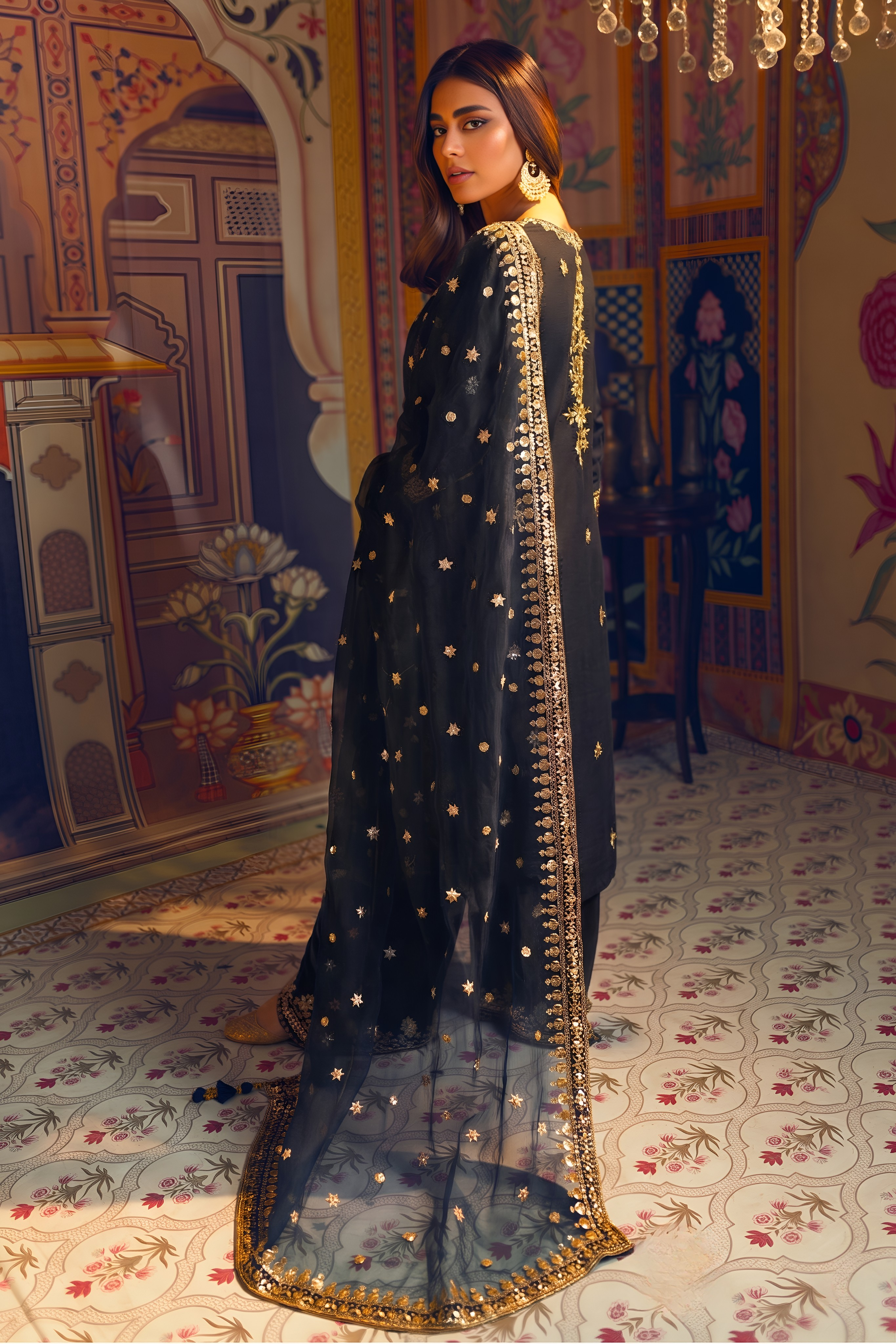 Black Zareen 3 Piece Dress | Embroidered Lawn Suit