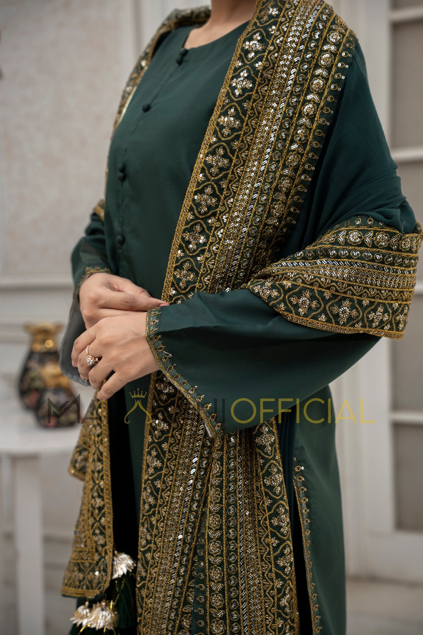 Green Mystique – Luxury Embroidered Suit for Women