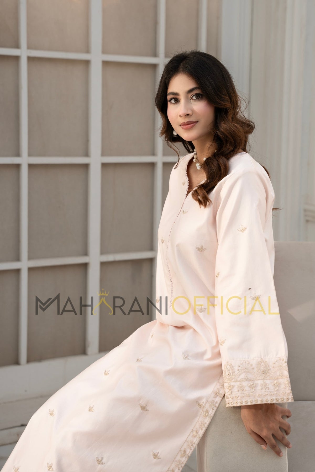 Pink Amber Winter Cotton 2 piece Embroidered Suit
