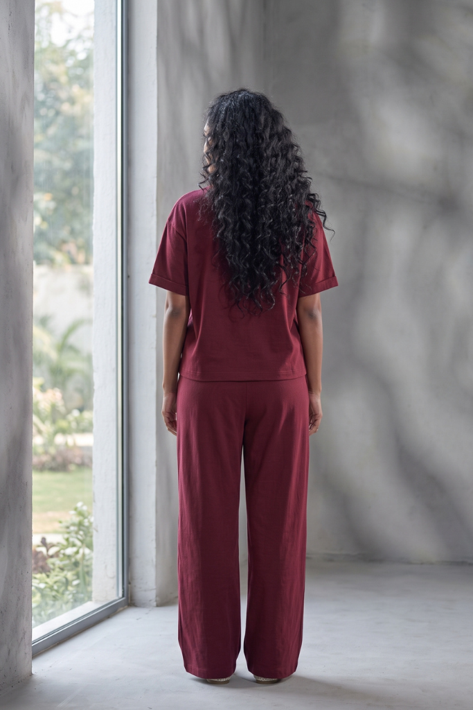 Maroon Jersey Co-ord Set