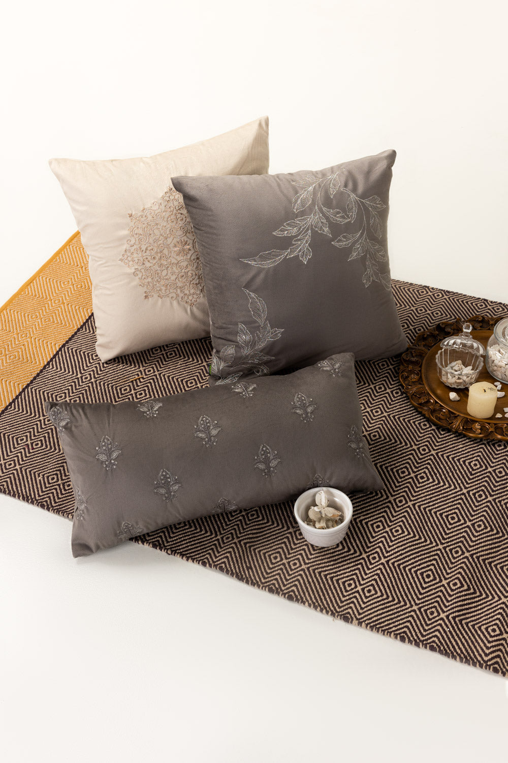 Velvet Embroidered Cushion Cover