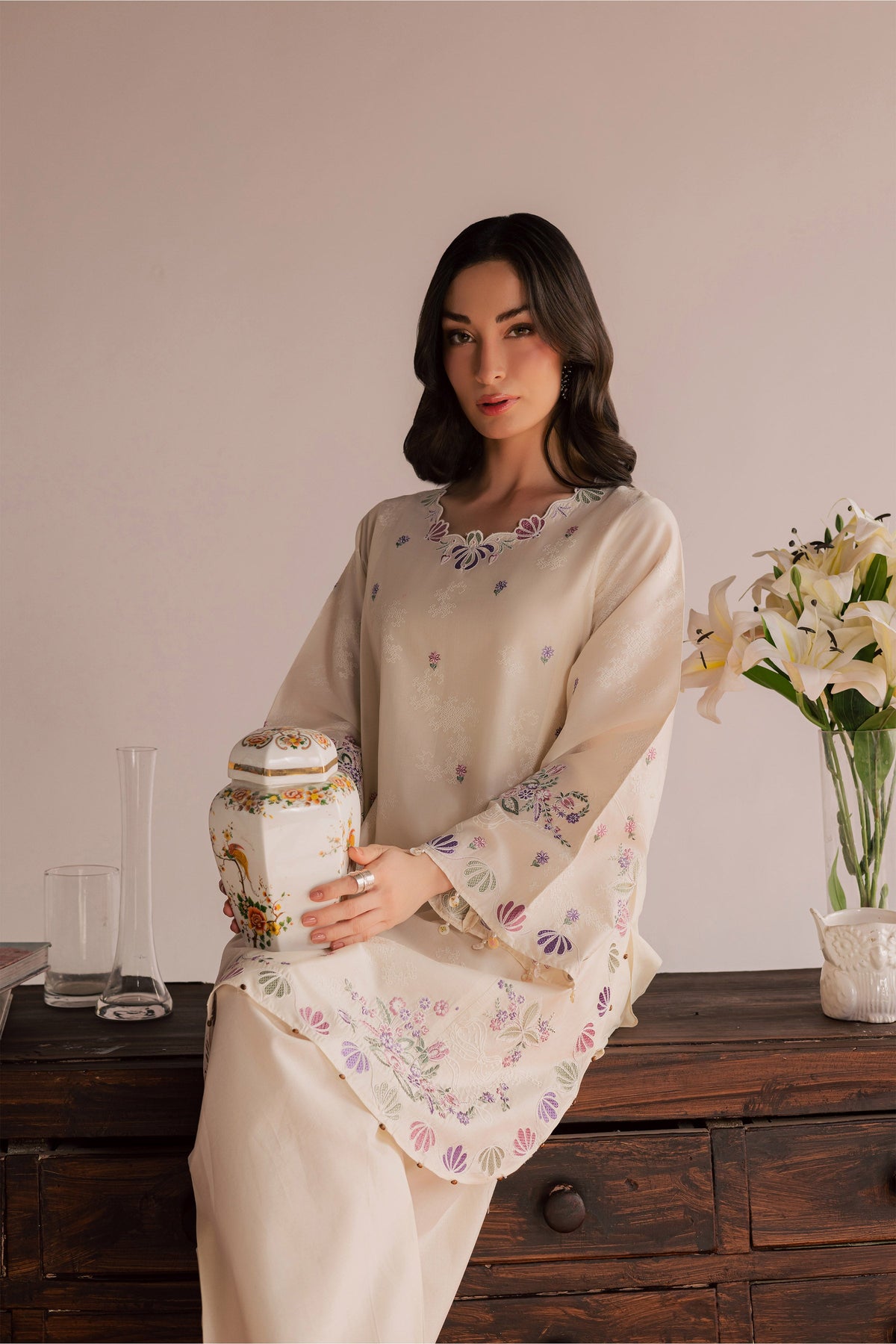Vanilla Bloom 2Pc - Embroidered Lawn Dress