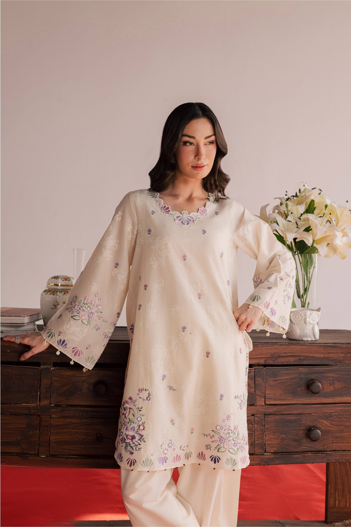 Vanilla Bloom 2Pc - Embroidered Lawn Dress