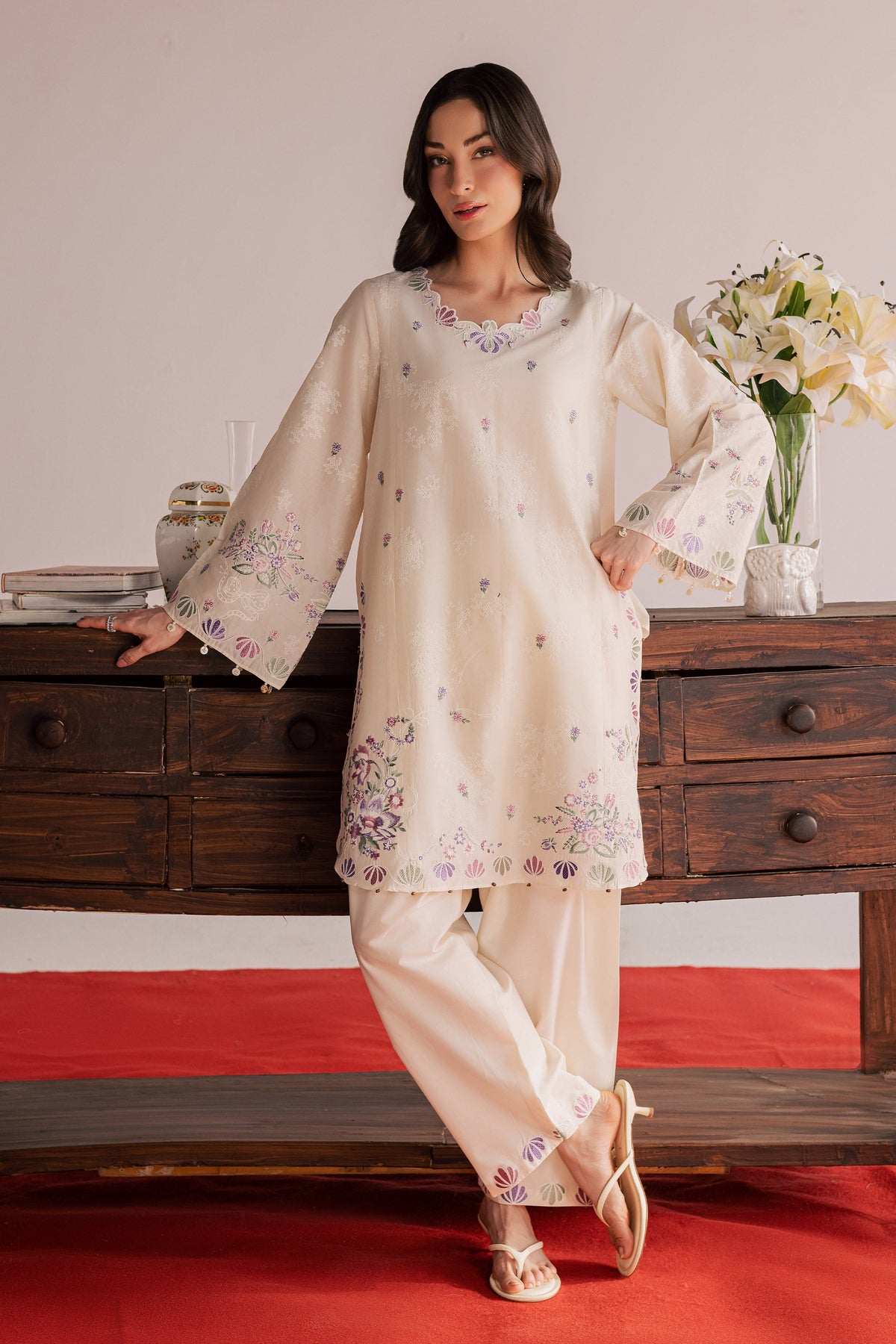 Vanilla Bloom 2Pc - Embroidered Lawn Dress