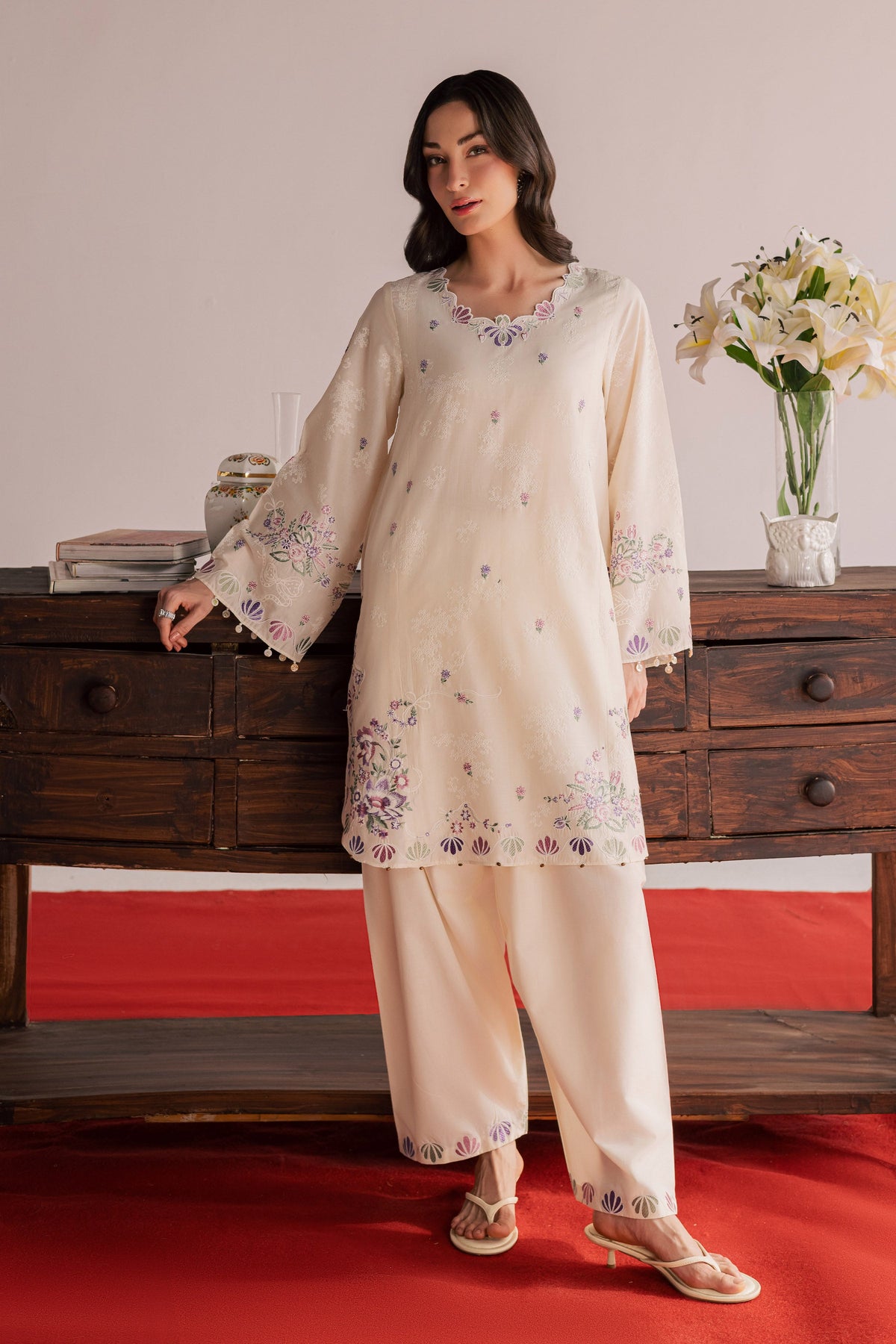 Vanilla Bloom 2Pc - Embroidered Lawn Dress