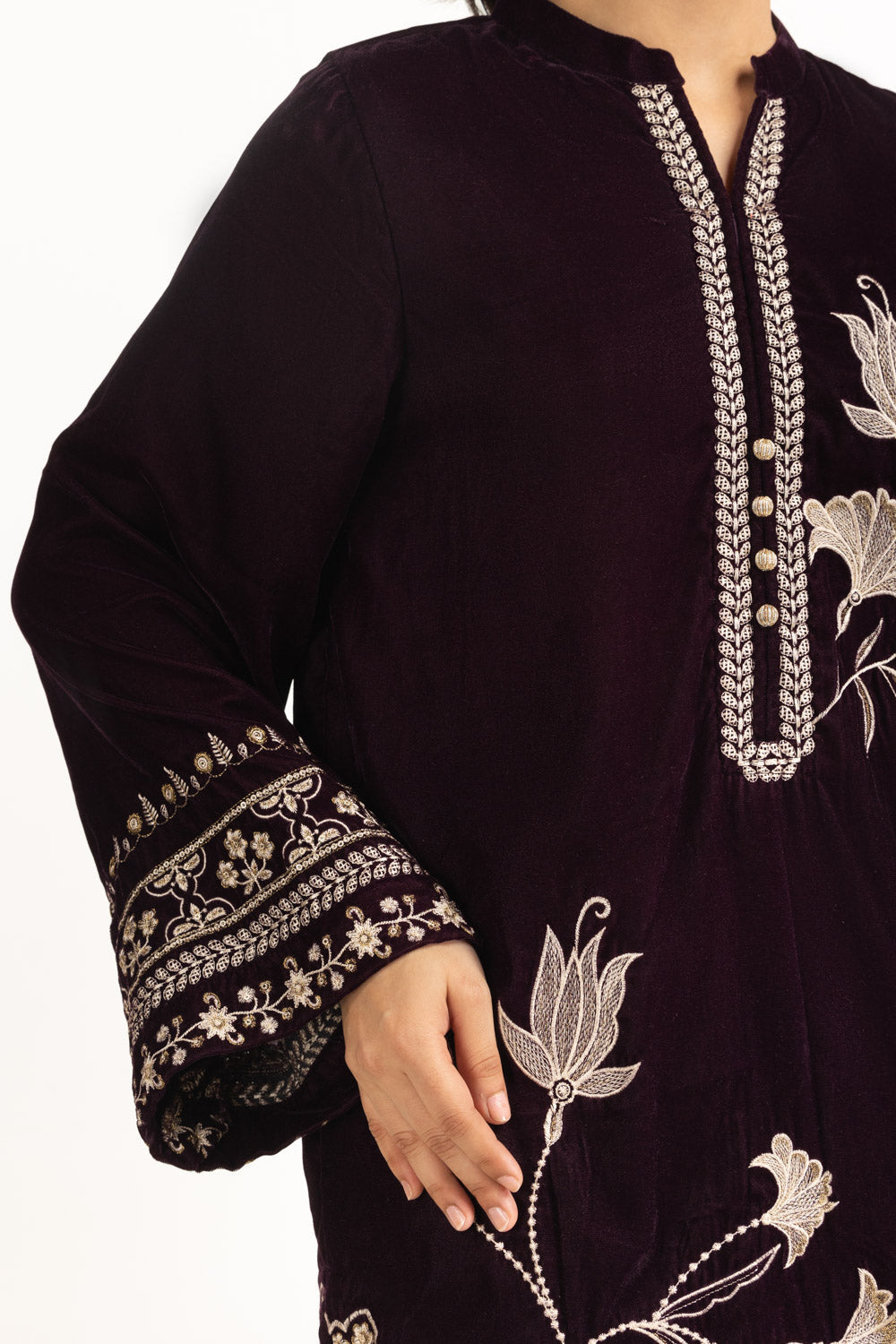 Velvet Embroidered Shirt And Trouser