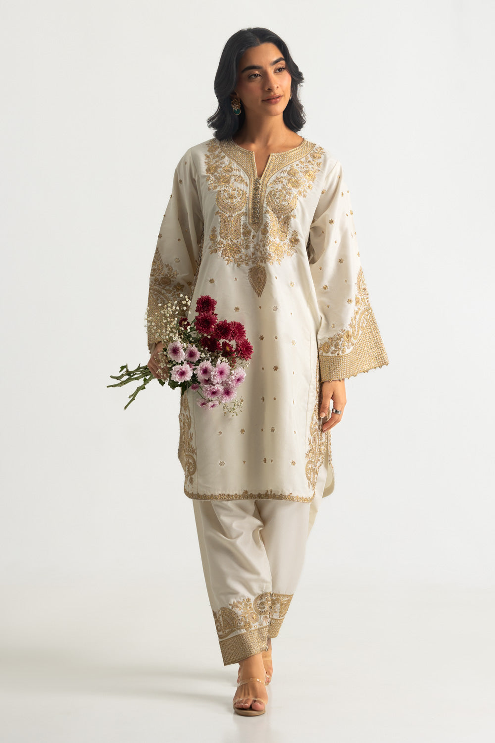 Viscose Raw Silk Embroidered Co-Ord Set - W-AP-26-487394