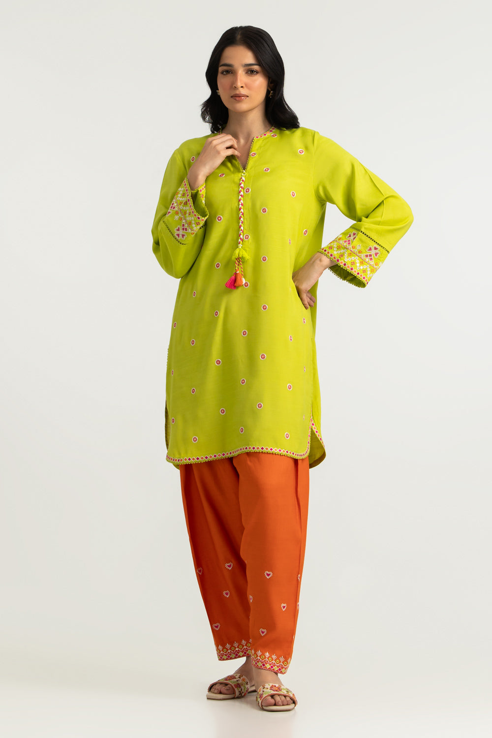 Viscose Raw Silk Embroidered Co-Ord Set