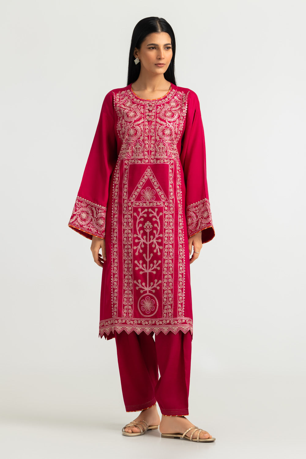 Viscose Raw Silk Embroidered Co-Ord Set