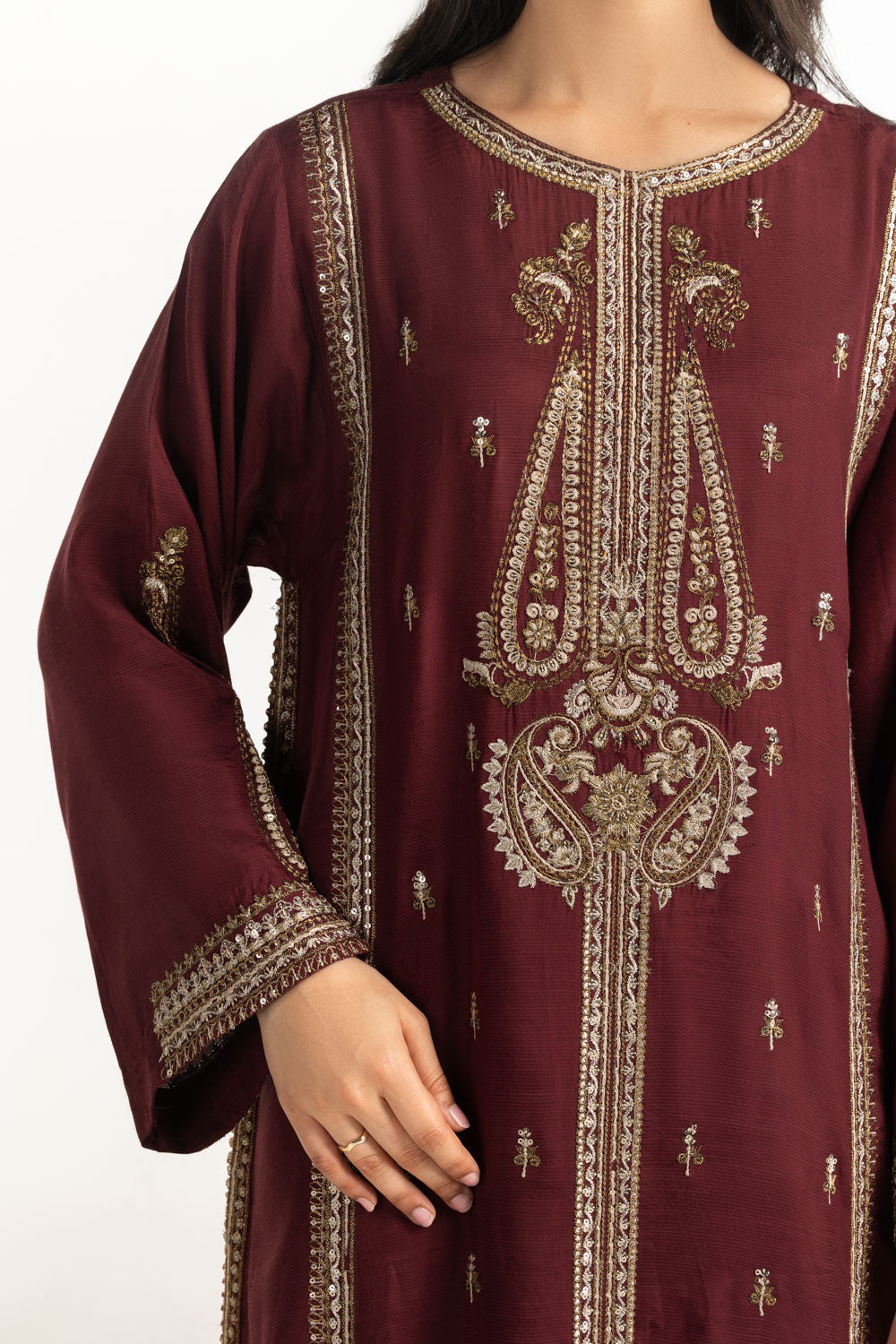 Viscose Raw silk Embroidered Co-Ord Set