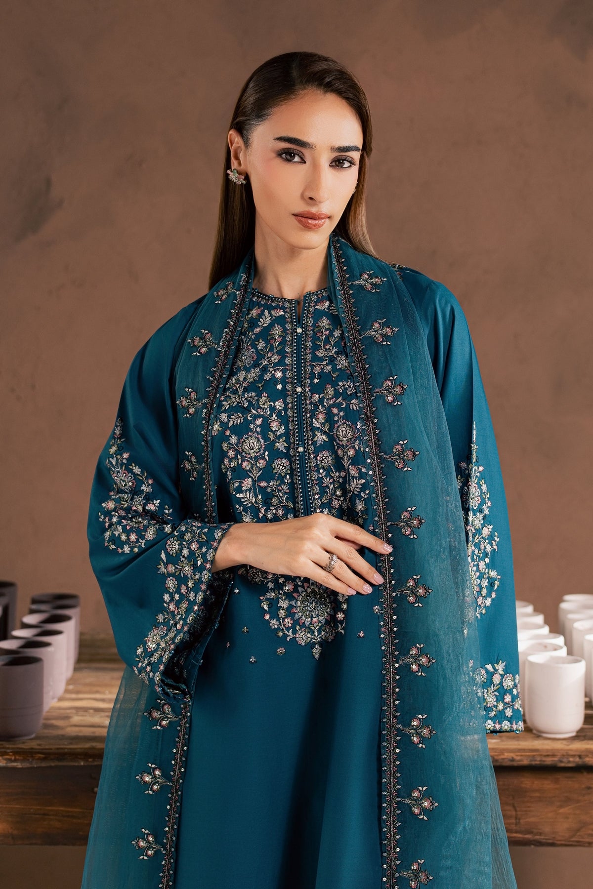 Viya 3Pc - Embroidered Cambric Pret