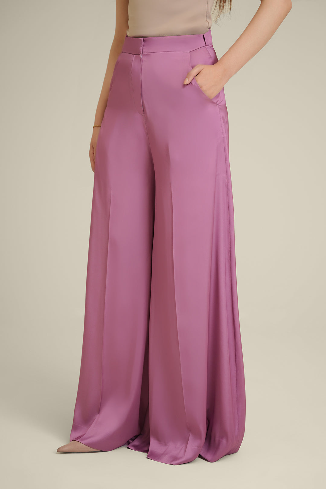 Tea Pink Silk Pants
