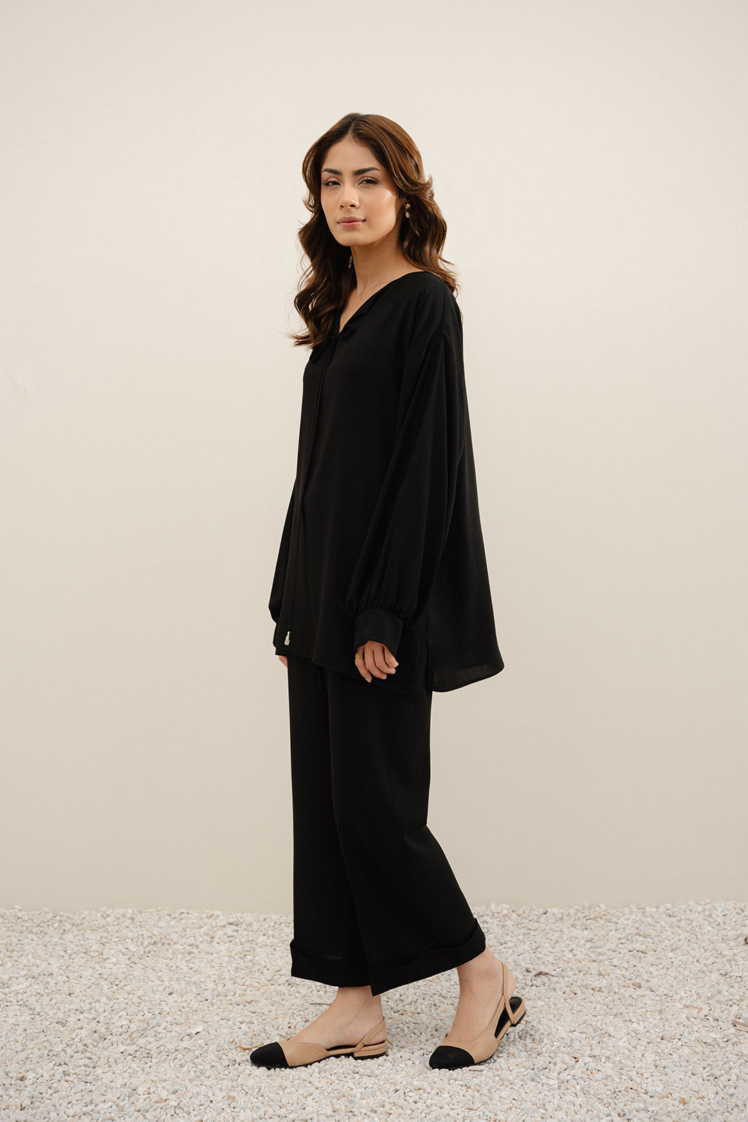 Black Tie-Up Tunic